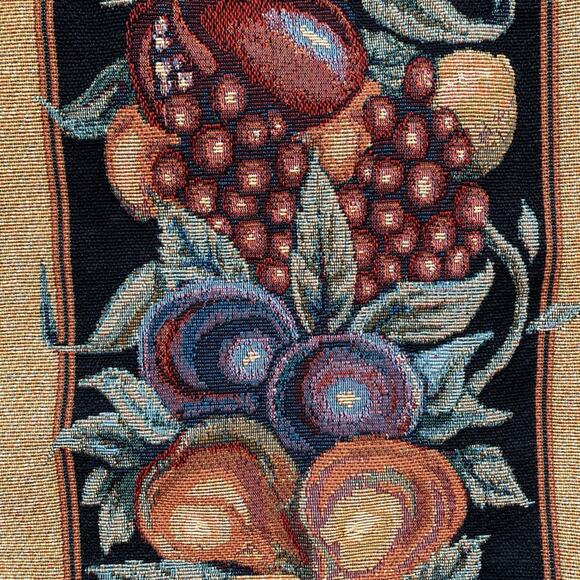 Woven Tapestry Fruit Table Runner Tassels Rustic Fall Decor Harvest Kitchen - Picture 3 of 5